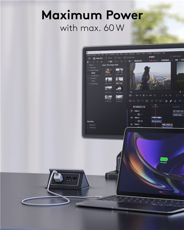 USB-C™ supersoft textilkabel med metallkontakter, 2 m, vit