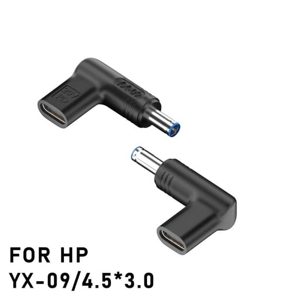 2-pak USB-C hun til 4,5x3,0 mm han 20V vinklet PD-triggeradapter, 100W, kompatibel med bærbare computere