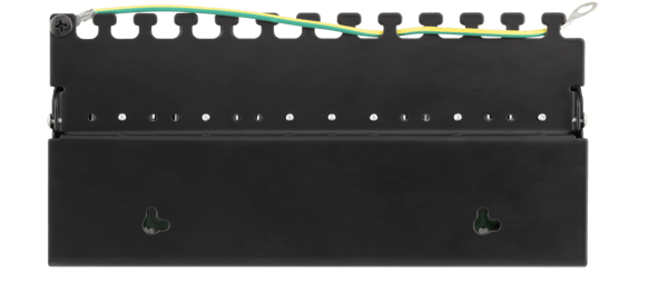 Patch Panel, 12xRJ45, Cat6a, wall-mountable, metal, black