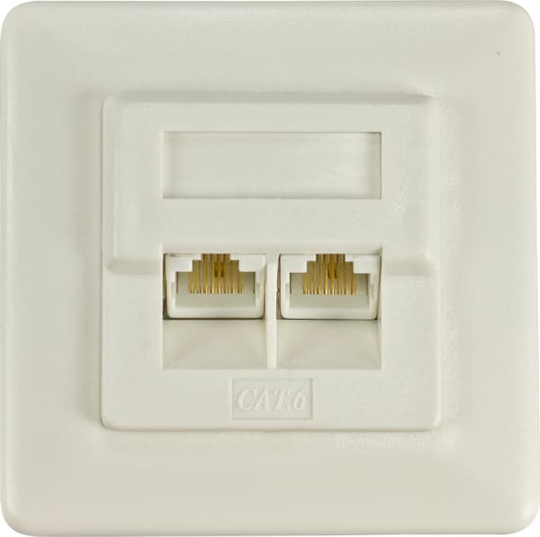 Socket-outlet 2xRJ-45, Krone terminal, UTP, Cat6, white