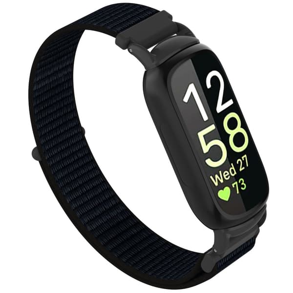Nylon Loop Hook and Loop Rem Kompatibel med Fitbit Inspire 3 - Fås i Flere Farver Black