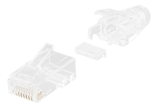 RJ45 connector for slim patch cable, Cat6a, 28AWG, 20pcs
