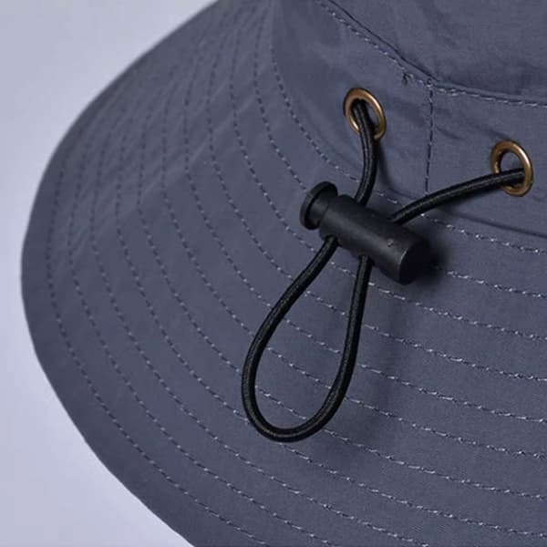 Bred Brättad Bucket Hat / Solhatt Grey
