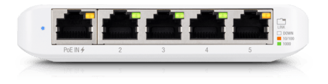 USW Flex Mini, 5-Port managed Gigabit Ethernet switch, white