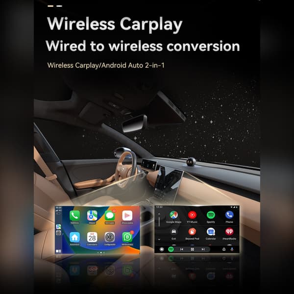 Smart Bilforbindelsesboks Sølv - Trådløs CarPlay & Android Auto 2-i-1 Adapter