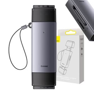 Baseus Lite Series SD/TF minnekortleser, USB + USB-C (grå)