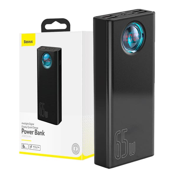 Powerbank Baseus Amblight 30000mAh, 4xUSB, USB-C, 65W (musta)