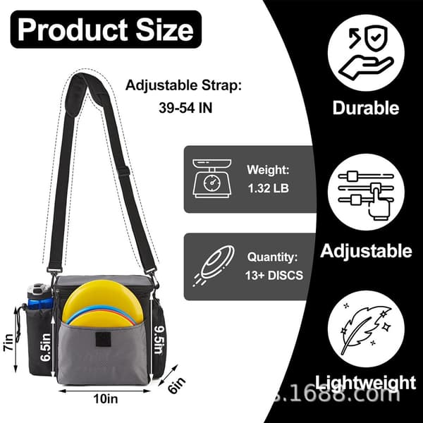 Discgolfbag for 13+ disker, holder for vannflaske