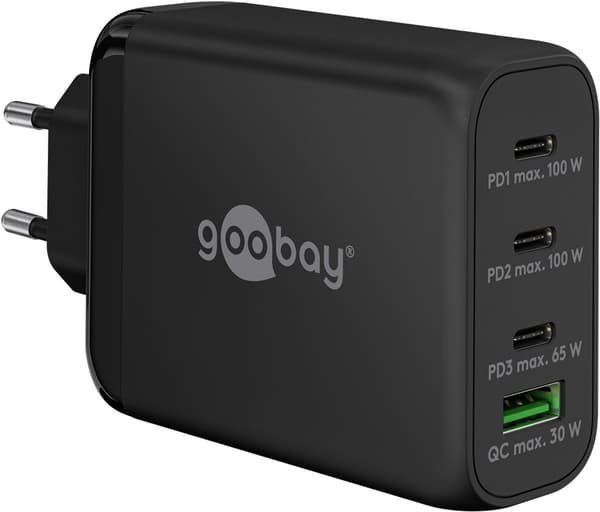 USB-C™ PD GaN multiport hurtiglader (100W) svart