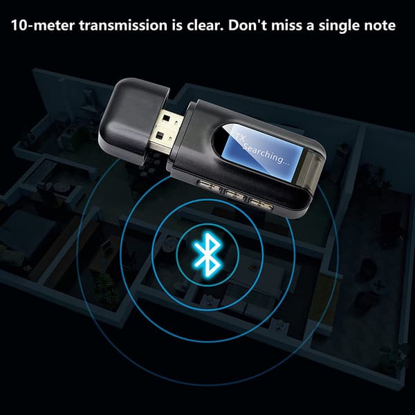 2-in-1 Bluetooth-äänilähetin/vastaanotin Bluetooth-sovitin 5.0 Black