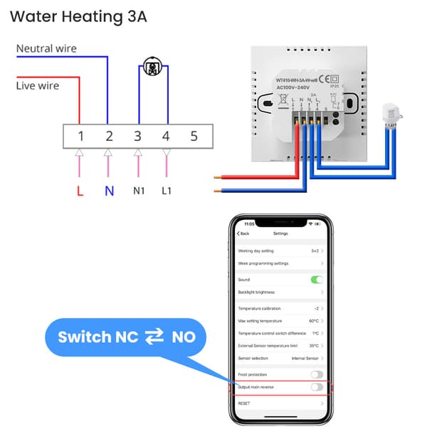 Smart WiFi Termostat for Vannvarme - Hvit