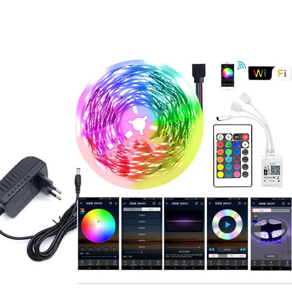 Smarte LED-stripelys 15M med WiFi-kontroller og APP
