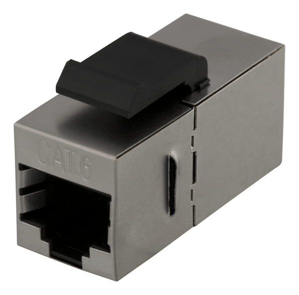 Cat6 Keystone coupler, shielded, 2xRJ45, plastic, 180, metal