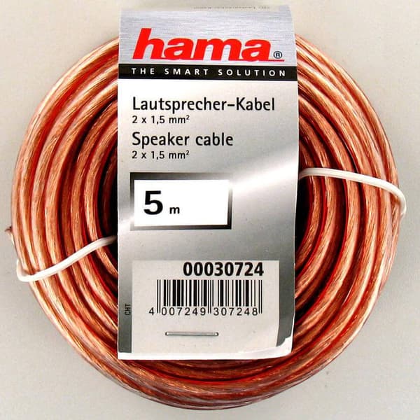 Högtalarkabel 2x1.5mm2 Transparent 5m