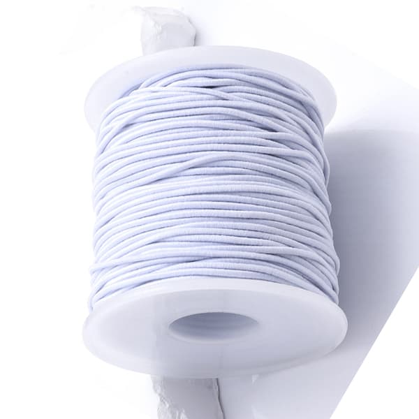 Elastisk snor til armbånd, 0,8 mm, hvid