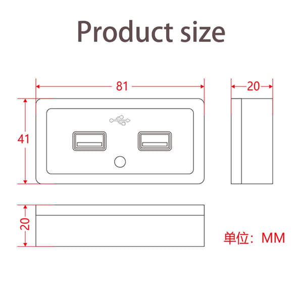 Billader Ladepanel med 2 USB-uttak