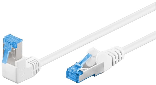 Patchkabel CAT 6A, 1x 90° vinklad, S/FTP (PiMF), vit, 5 m