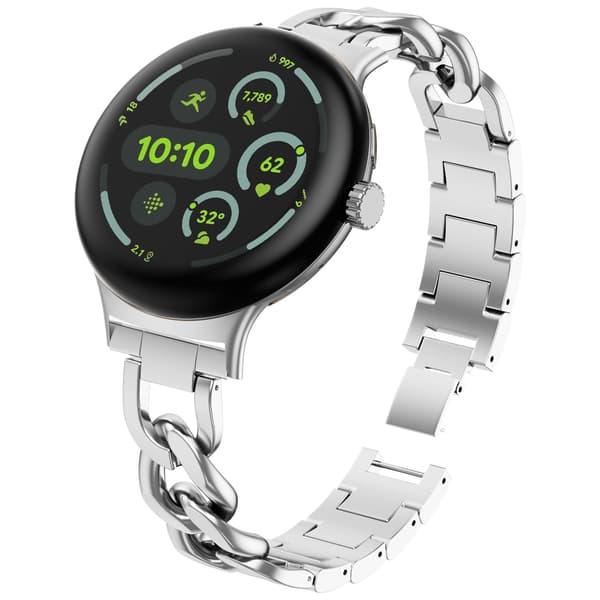 Sølvfarget reim i rustfritt stål til Google Pixel Watch 3 (45 mm)