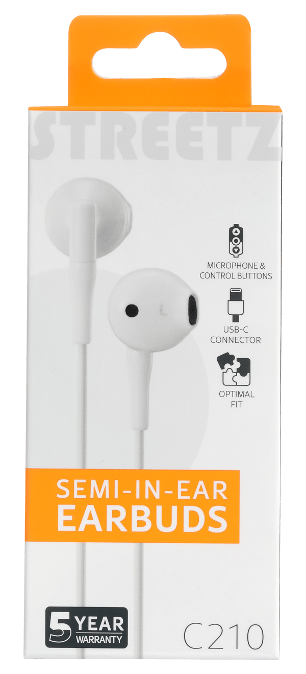 C210 Semi-in-ear earbuds, 3-button, USB-C, white