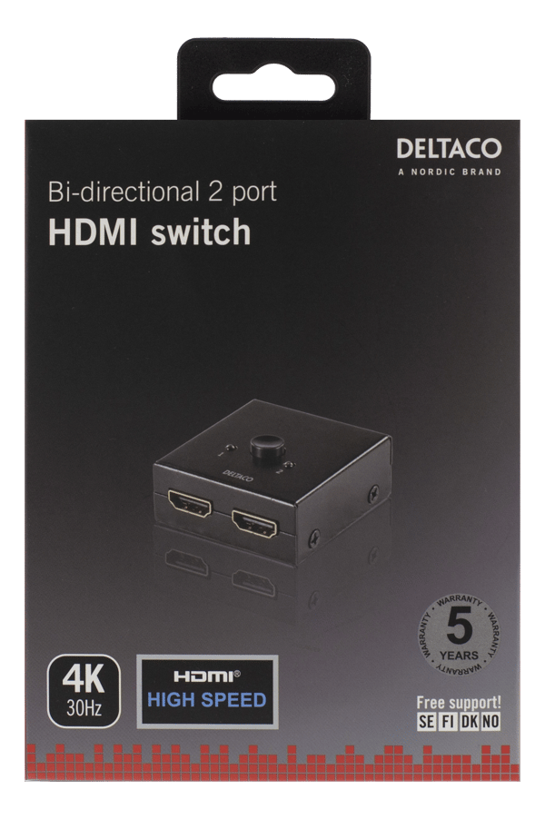 Bidirectional HDMI switch, 1-2 or 2-1, manual, black