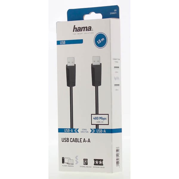Kabel USB A-A Svart 1.5m