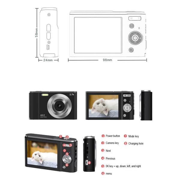 Digikamera 48MP 16x Zoom 4K Video Black