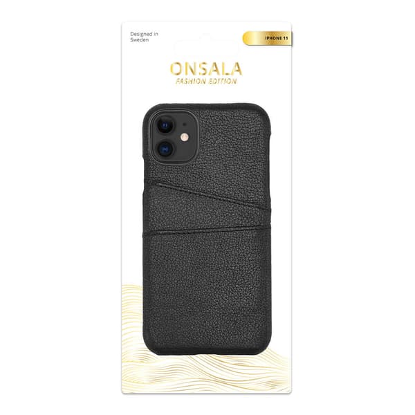 COLLECTION Mobil Cover Læder Sort iPhone 11 med Kortrum