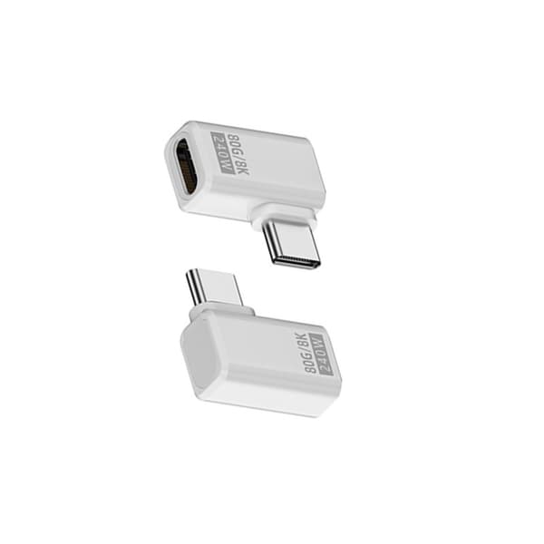 240W 80Gbps USB-C Hunn til USB-C Hann Sidebøyningsadapter - 2-pakning White