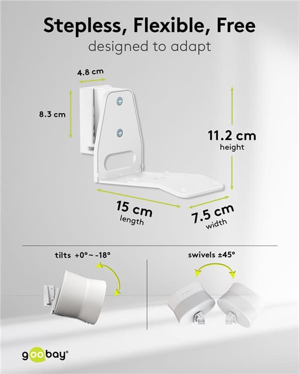 Kaiuttimen seinäteline Modern Era 3 Flex, valkoinen