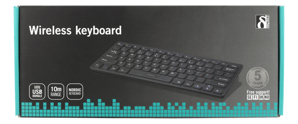 Wireless mini keyboard muted keys nanoreceiv USB 10m range