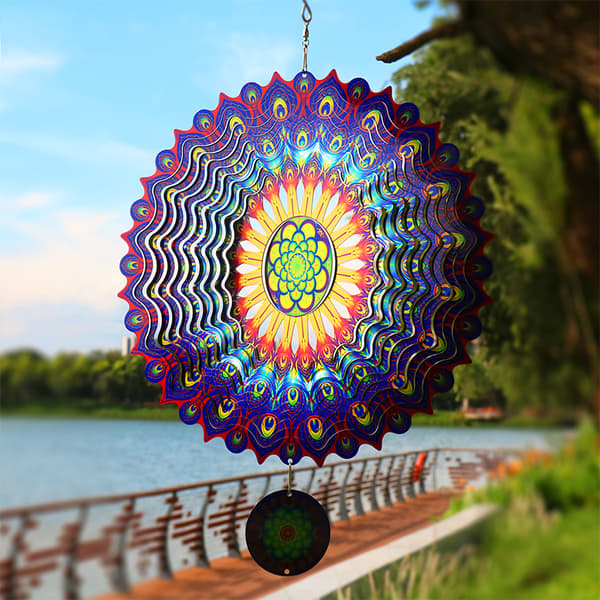 3D Roterende Mandala Vindspill - Blå Lilla