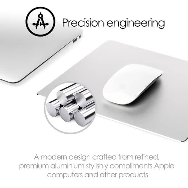 Musemåtte Premium Aluminium Rektangulær Sølv