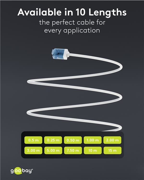 Ultraflexibel patchkabel CAT 6A, slim, U/UTP, vit
