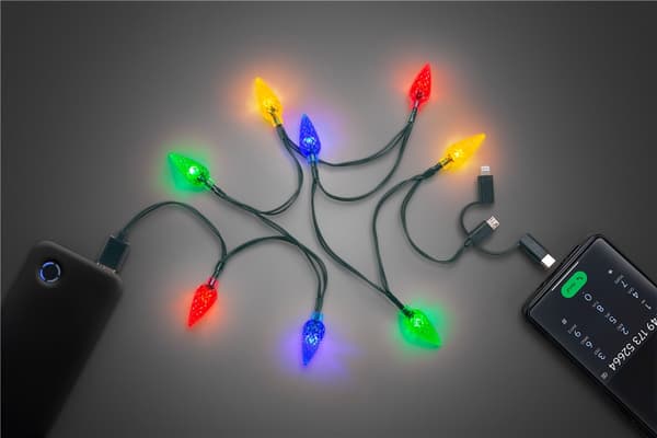 USB-ladekabel for smarttelefon med LED-lys
