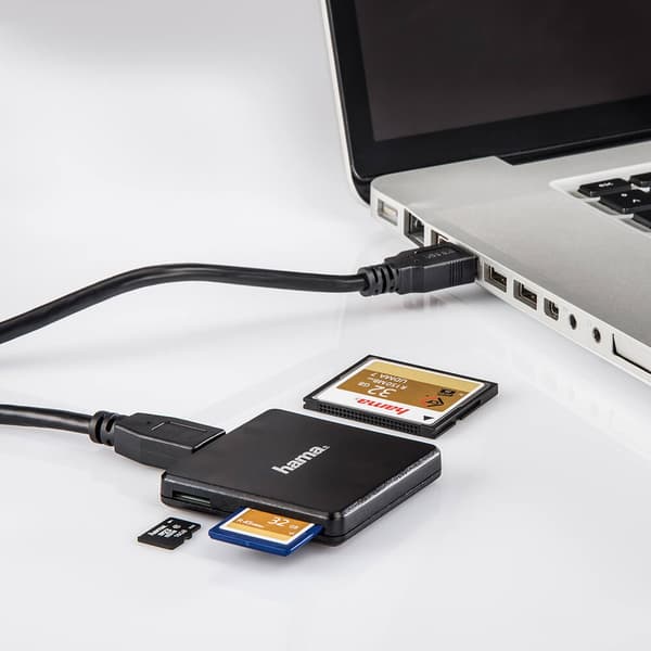 Kortläsare USB 3.0 Multi SD/microSD/CF Svart