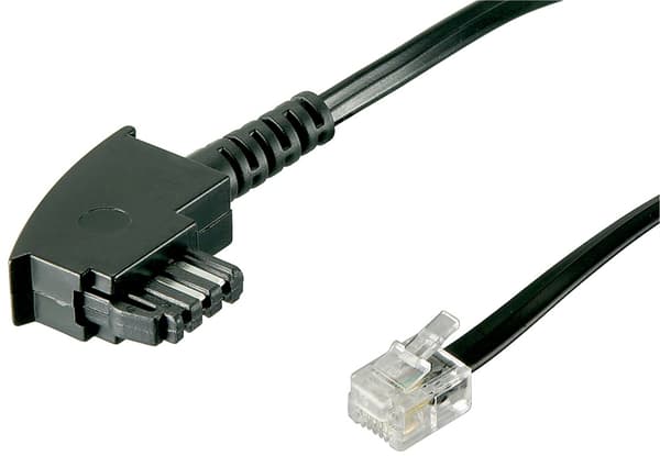 TAE-F-kabel (universal pinout), sort