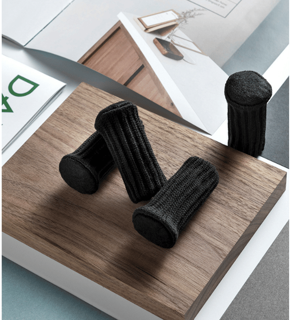 Strikkede stolesokker / møbelfødder, 16-pak Black