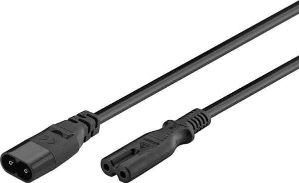Forlengelseskabel C7/C8, 2 m, svart