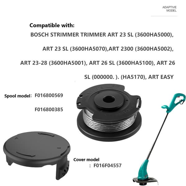 Erstatningssnellelinje og dekselsett for Bosch gresstrimmere 10 spools
