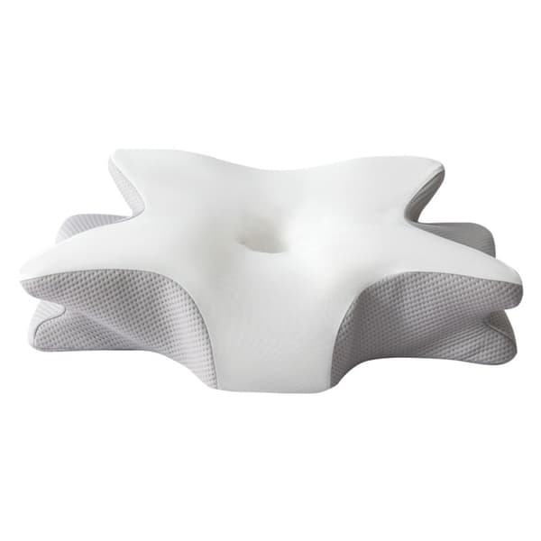 Stor Dobbel Vinge Sommerfuglpute 65x45x15cm - Memory Foam Cervical Støtte for Dyp Søvn White