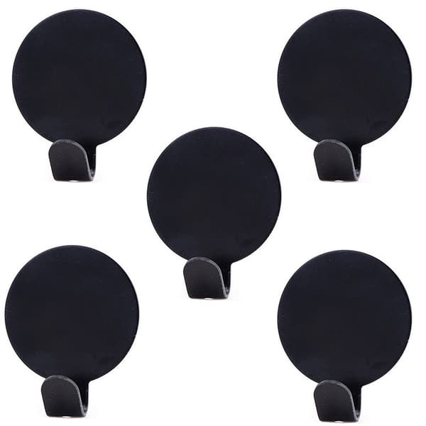 Itseliimautuvat pyöreät seinäkoukut, 5 kpl Black