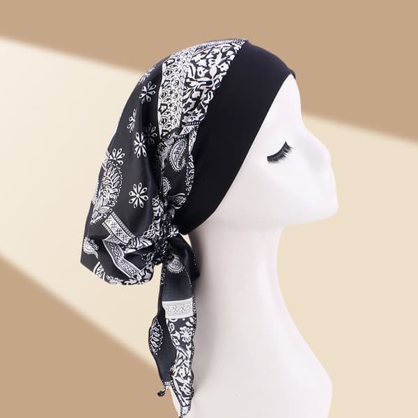 Satin Printed Tie Chemo Cap - Bekvämt Huvudskydd