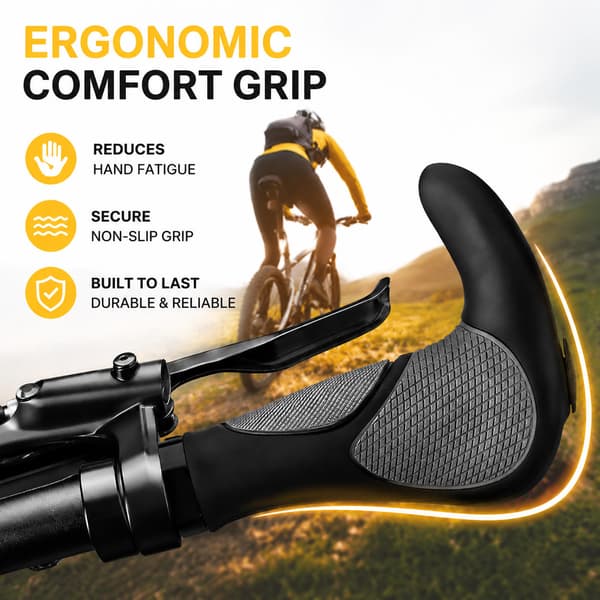 Ergonomiske gummihåndtak med styreender for MTB