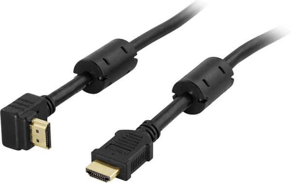 Angled HDMI cable, HDMI High Speed with Ethernet, 5m, black