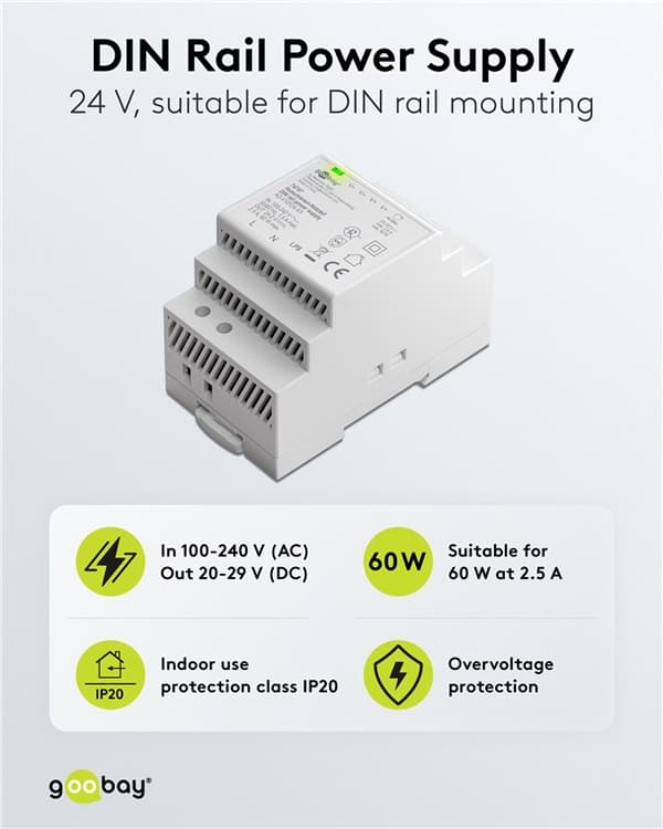 Strömförsörjning för DIN-skena 24 V (DC), 2,5 A, 60 W