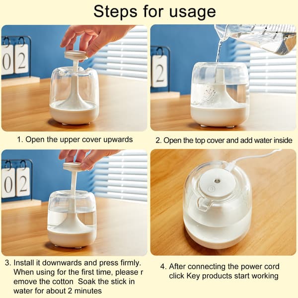 650ml Spray Aroma Diffuser: Stor Mist USB Luftfukter for Soverom White