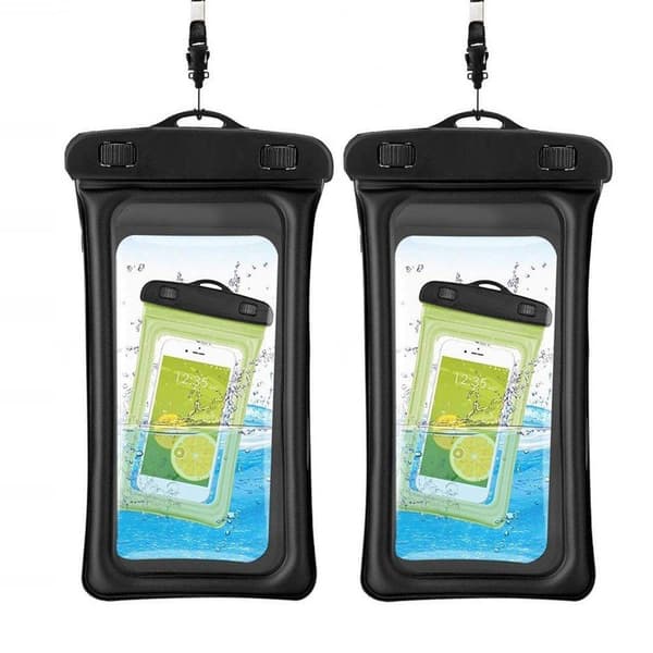 Flytende vanntett mobildeksel, sort ramme - universelt 2-pack
