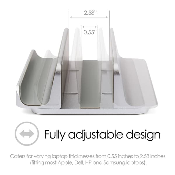 Dubbelt Bordsställ för Tablets Mac/Ultrabooks Justerbar Aluminium Silver