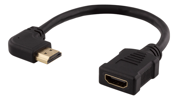 Flexible HDMI adapter, 0.2m, right-angled, HDMI M/F, UHD, bl