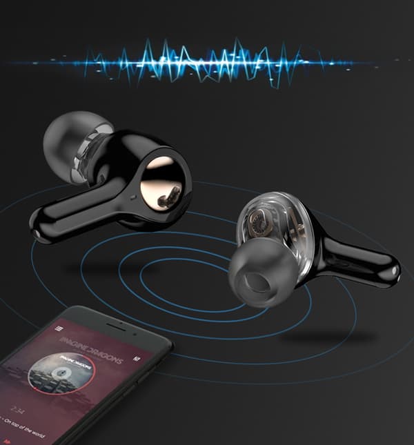 Langattomat Bluetooth 5.0 Double Dynamic Speaker -kuulokkeet Black